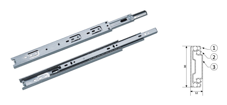 Full Extension Ball Bearing,Drawer Slider 30MM Width